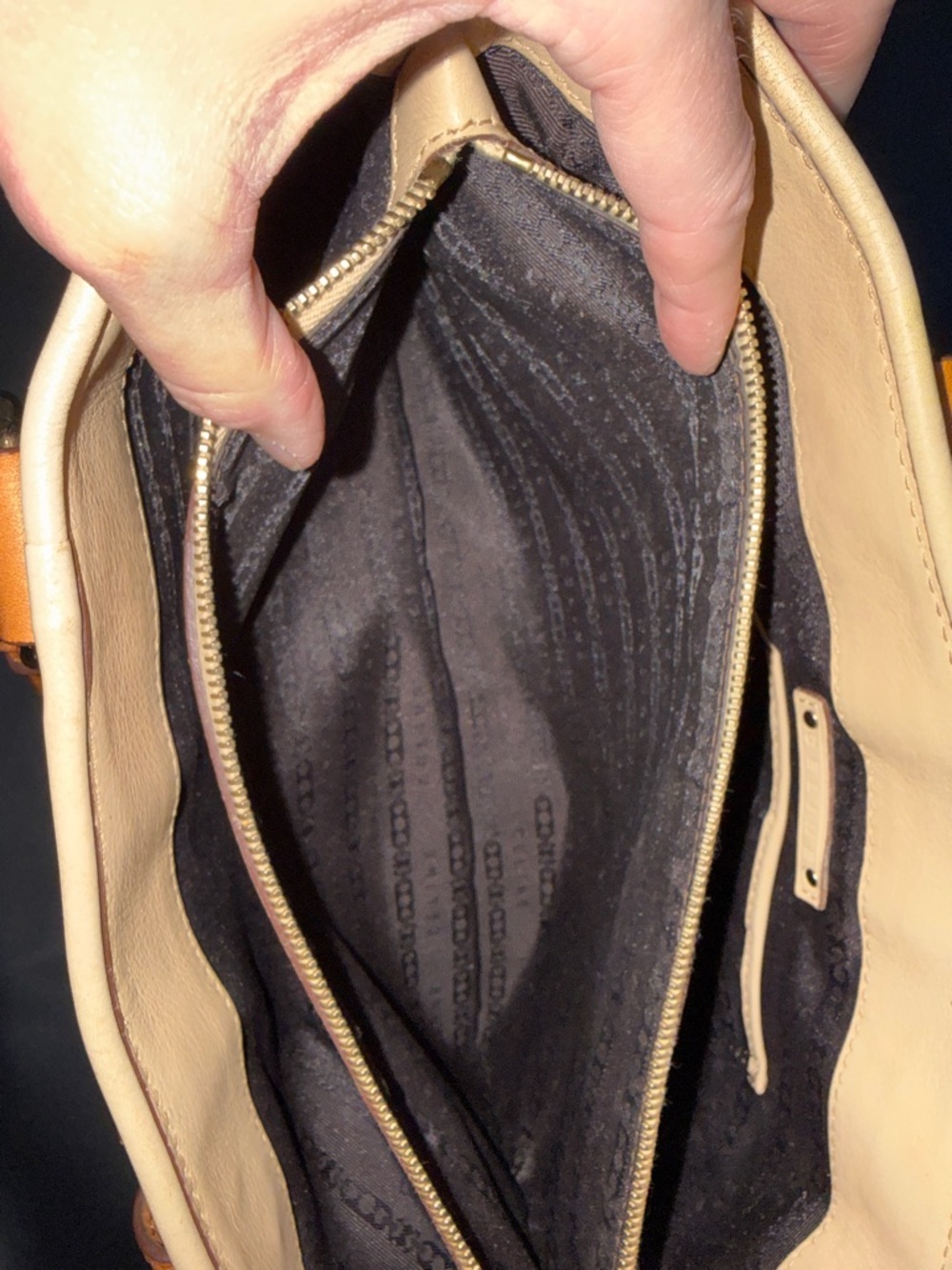 Celine Two-Tone Tan & Brown Leather Satchel - Picture 12 of 15